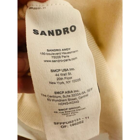 SANDRO Off-White Wool Knit Long Sleeve Retro Prep Alizia Sweater Size Small - Picture 9 of 11